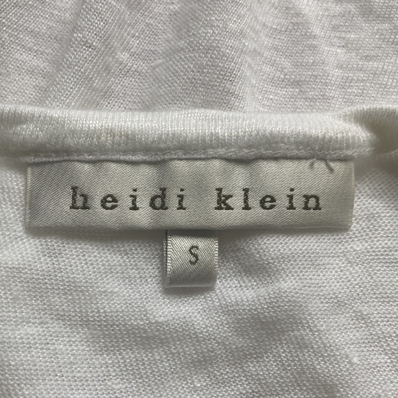 Heidi Klein Linen Longline Henley Top White Tab Sleeves side ruched NWOT - Picture 8 of 11